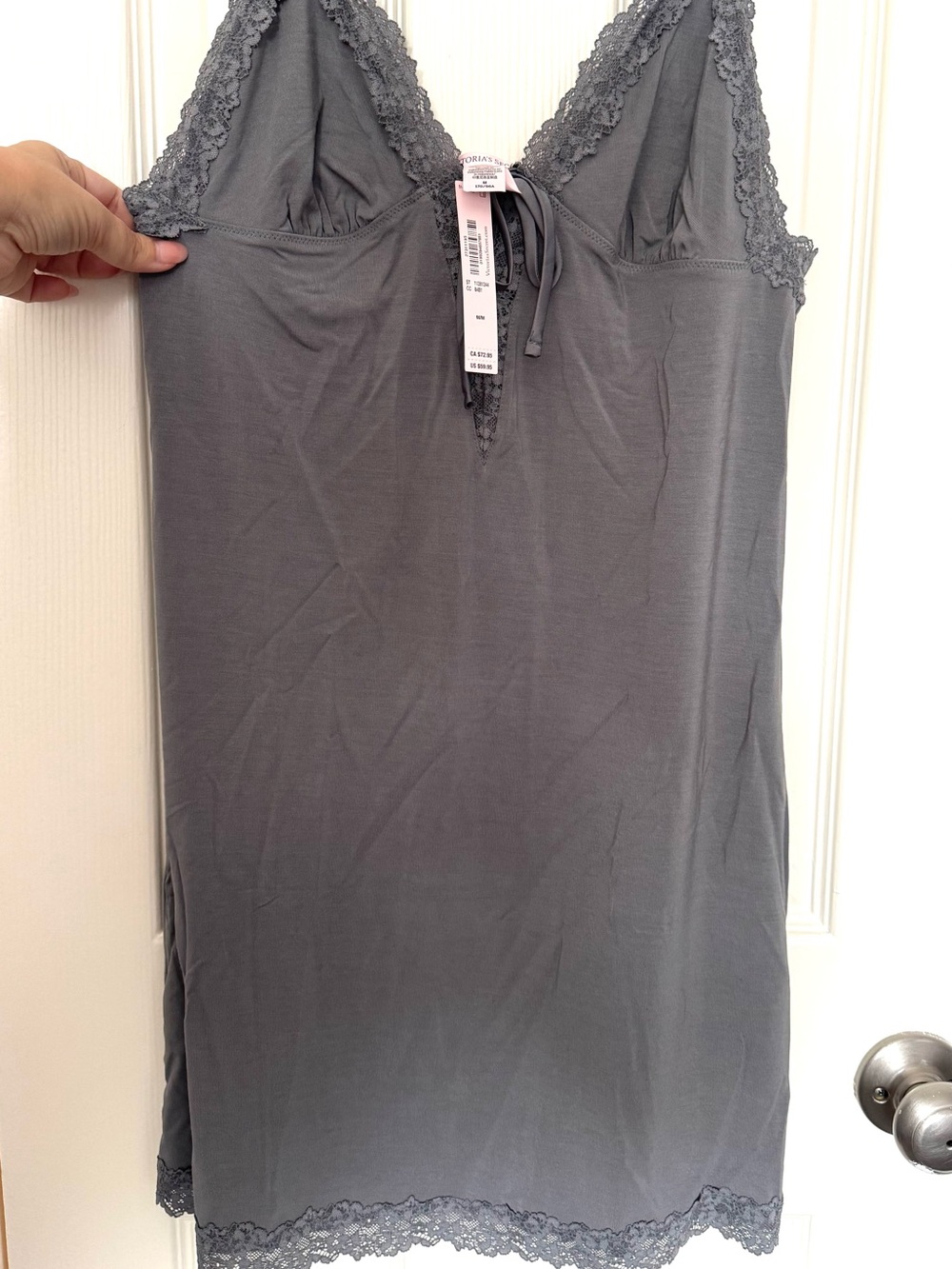Victoria's Secret Gray Lace-Trim Slip